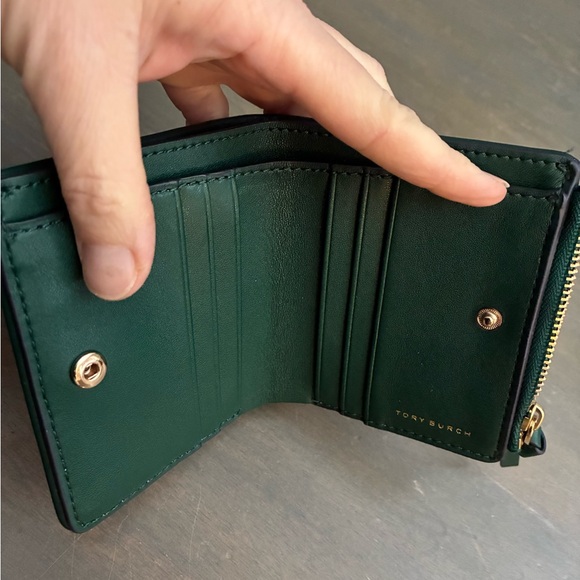 Tory Burch Green and Navy Patterned Wallet New W/O Tags Leather - Picture 4 of 7